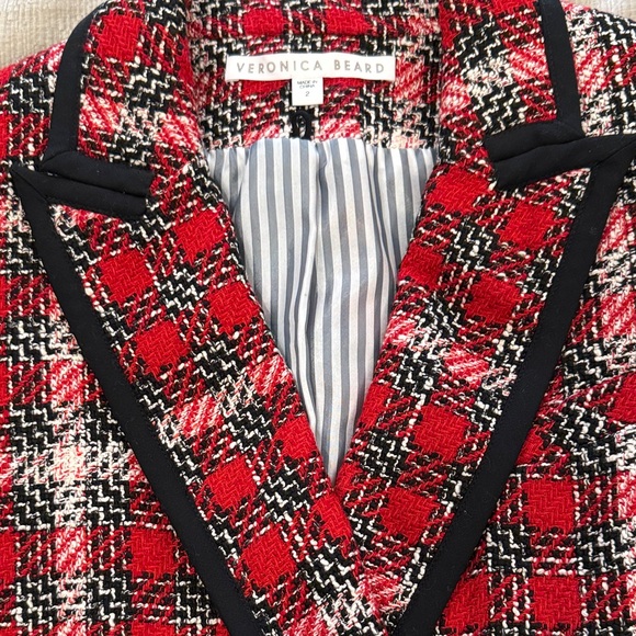 Veronica Beard Red Plaid Double-Breasted Jacket - Picture 2 of 5